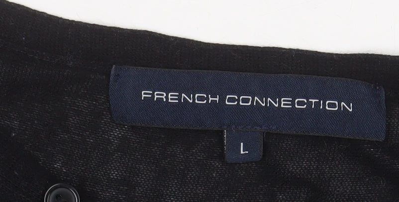 French Connection Women's Black 3/4 Sleeve Button Blouse Size L