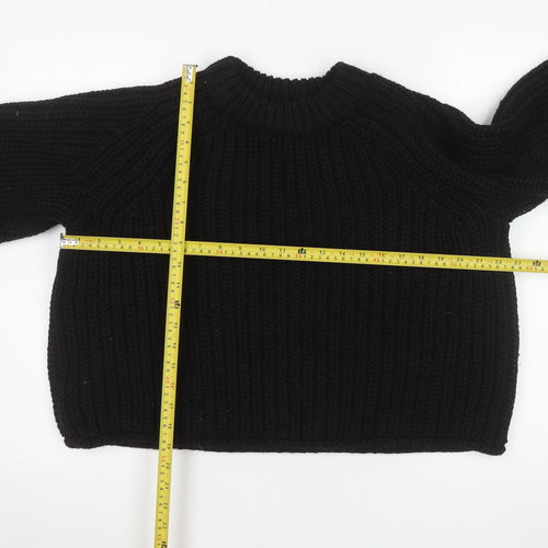 H&M Womens Black Chunky-Knit Crew Neck Jumper Size S