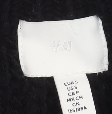 H&M Womens Black Chunky-Knit Crew Neck Jumper Size S