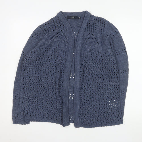 Isle Essentials Womens Blue Open Knit Long Sleeve Cardigan Size 14-16