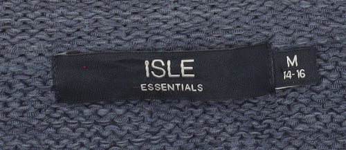 Isle Essentials Womens Blue Open Knit Long Sleeve Cardigan Size 14-16