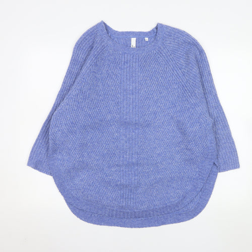 AND/OR Women's Blue Chunky Knit Wool Blend Pullover Jumper M