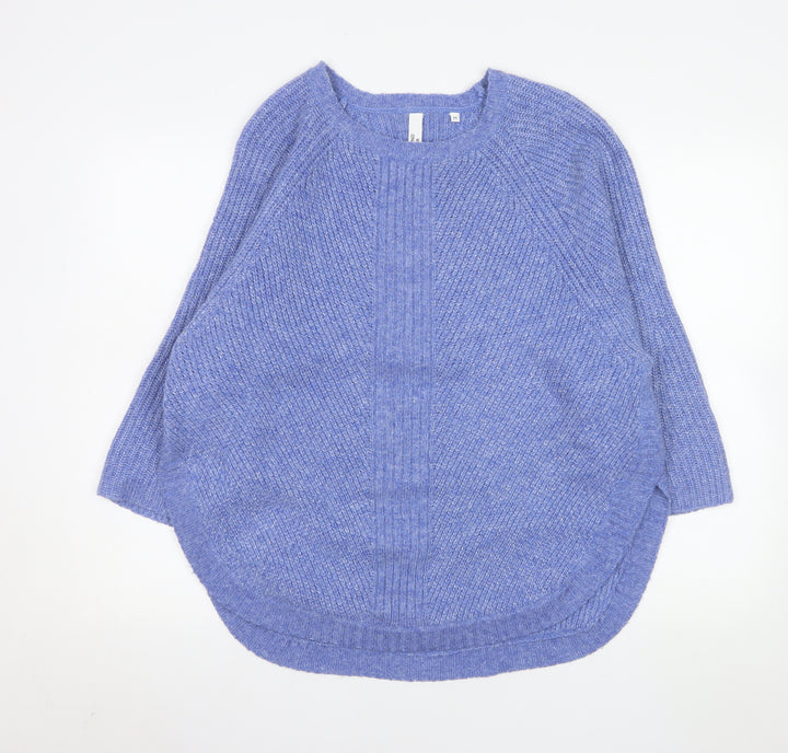 AND/OR Women's Blue Chunky Knit Wool Blend Pullover Jumper M