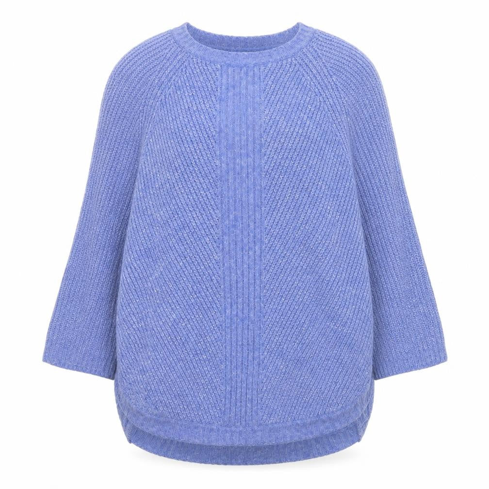 Front view of AND/OR Women's Blue Chunky Knit Wool Blend jumper M