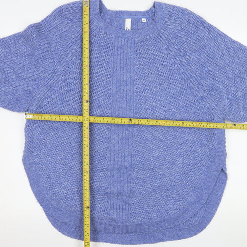 AND/OR Women's Blue Chunky Knit Wool Blend Pullover Jumper M