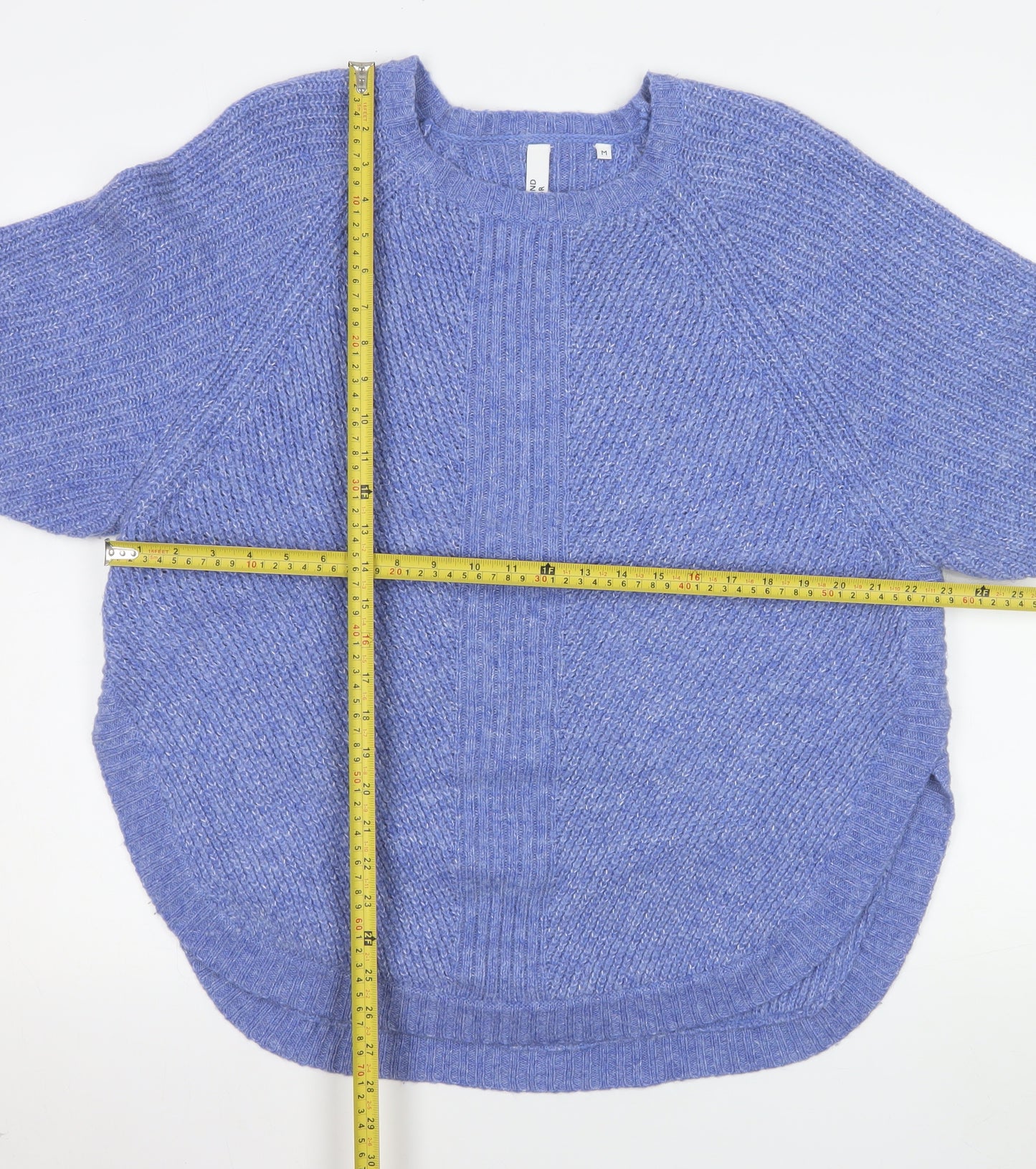 AND/OR Women's Blue Chunky Knit Wool Blend Pullover Jumper M