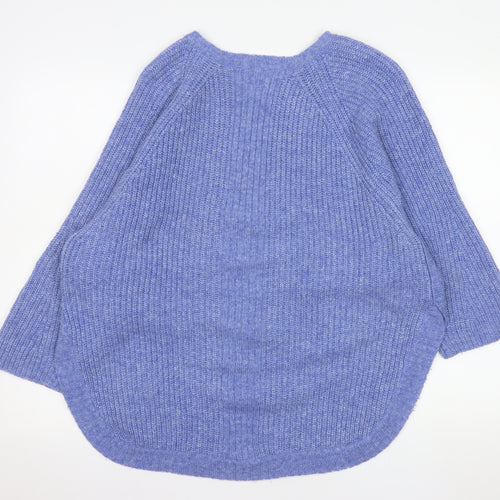 AND/OR Women's Blue Chunky Knit Wool Blend Pullover Jumper M