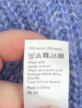 AND/OR Women's Blue Chunky Knit Wool Blend Pullover Jumper M