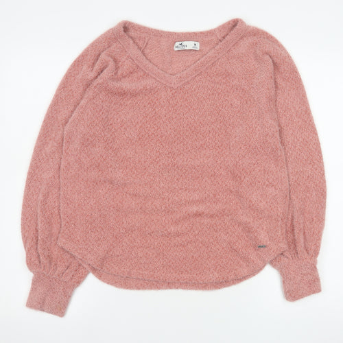 Hollister Women Pink V-Neck Pullover Sweater Medium Soft Knit