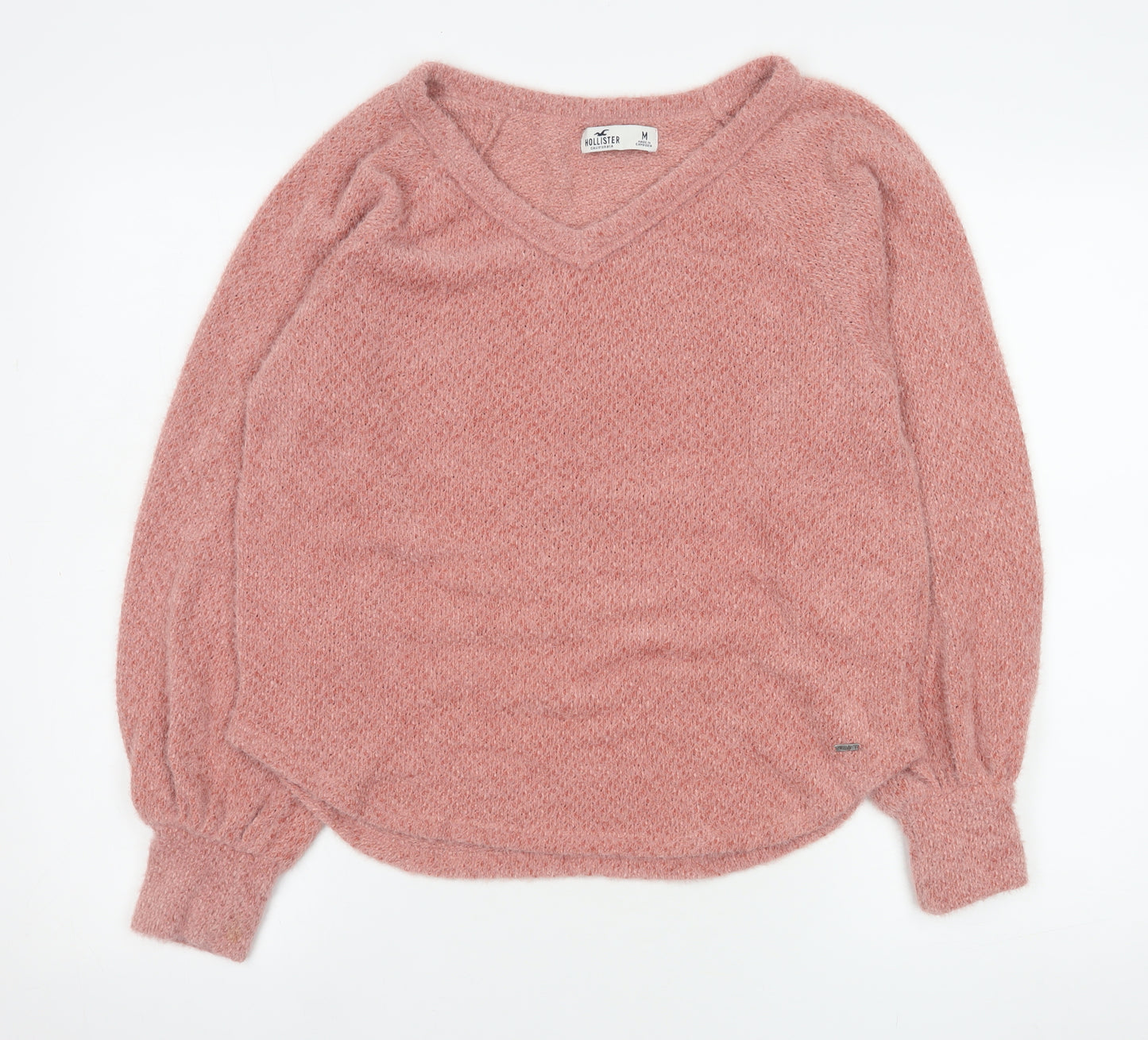 Hollister Women Pink V-Neck Pullover Sweater Medium Soft Knit