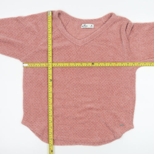 Hollister Women Pink V-Neck Pullover Sweater Medium Soft Knit