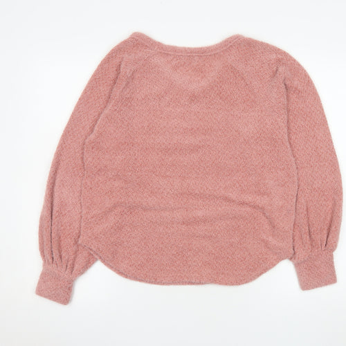 Hollister Women Pink V-Neck Pullover Sweater Medium Soft Knit