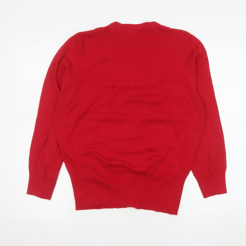 Debenhams Women Red Crochet Crew Neck Cardigan Size 14
