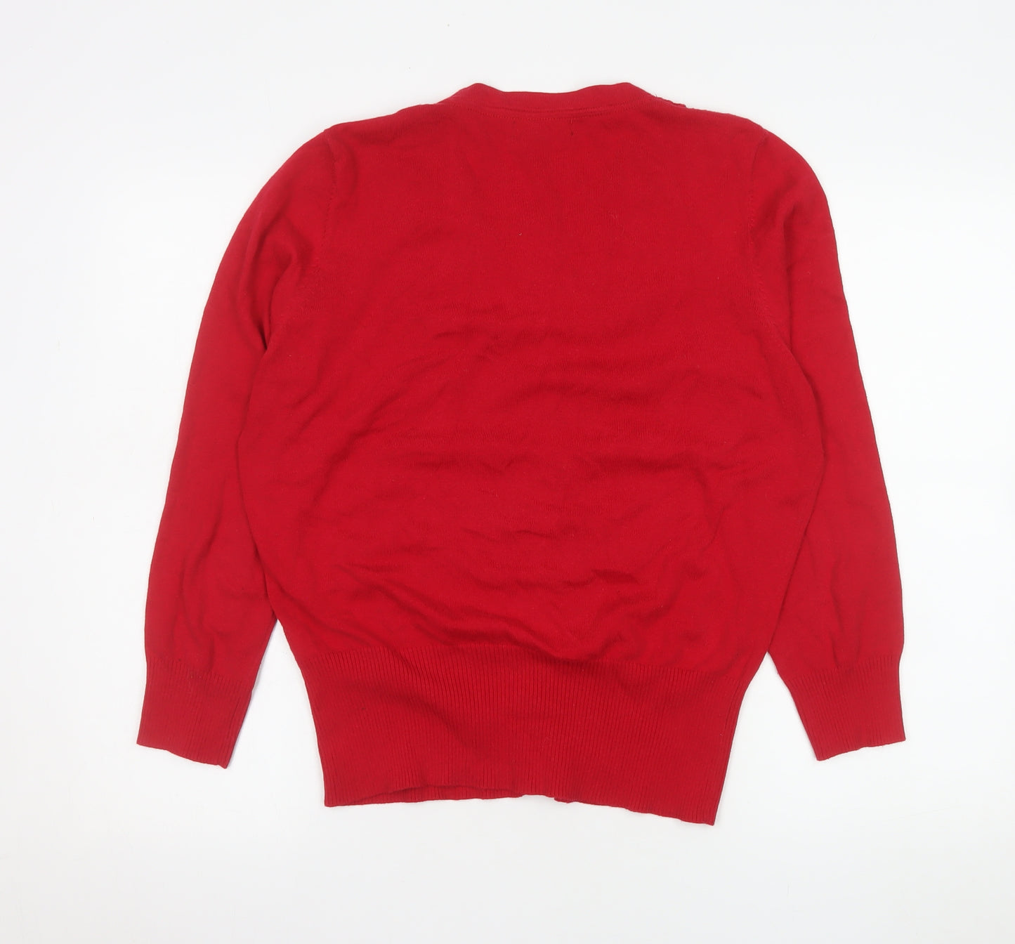 Debenhams Women Red Crochet Crew Neck Cardigan Size 14