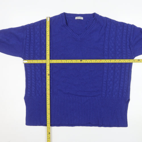 Damart Women's Blue V-Neck Cable Knit Acrylic Jumper M 14/16