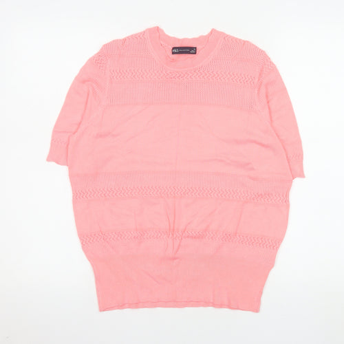 Marks and Spencer Womens Pink Knit Short Sleeve T-Shirt Size 14