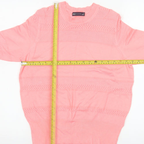 Marks and Spencer Womens Pink Knit Short Sleeve T-Shirt Size 14