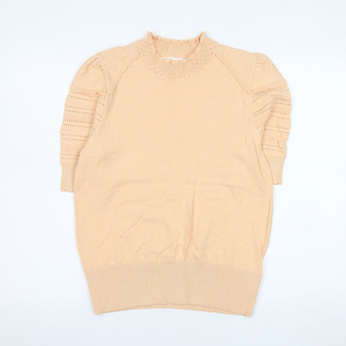 Marks and Spencer Women Beige Short Sleeve Knit Top Size 14