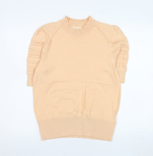 Marks and Spencer Women Beige Short Sleeve Knit Top Size 14