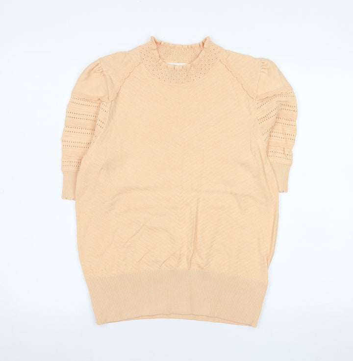 Marks and Spencer Women Beige Short Sleeve Knit Top Size 14