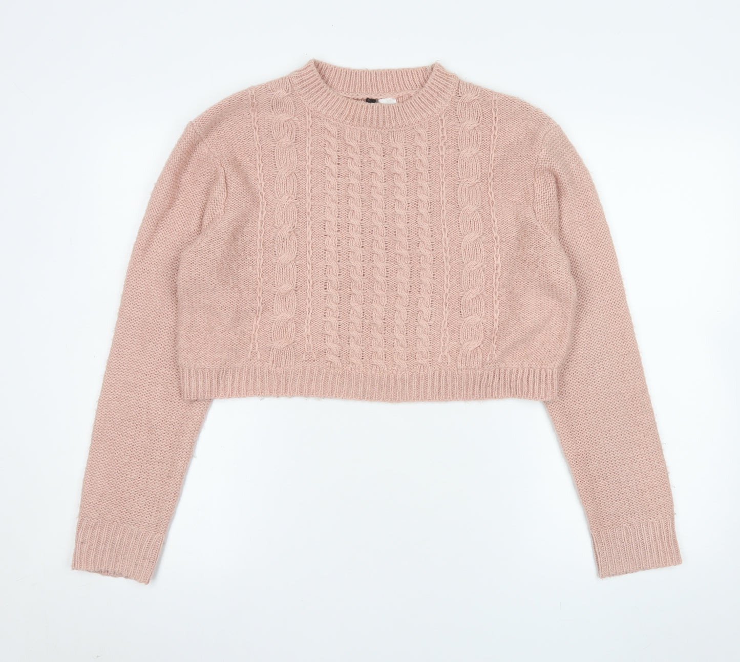 H&M Divided Women’s Pink Cable Knit Cropped Jumper Size S