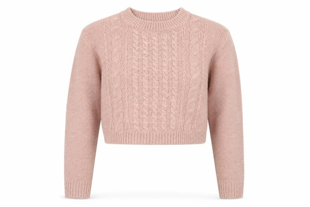 H&M Divided Women’s Pink Cable Knit Cropped Jumper Size S