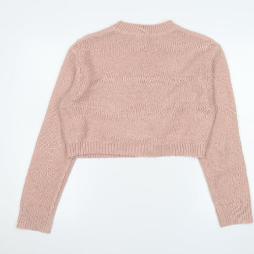 H&M Divided Women’s Pink Cable Knit Cropped Jumper Size S