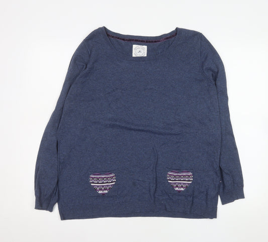 Mantaray Women's Blue Cotton Knit Tunic Top Size 18