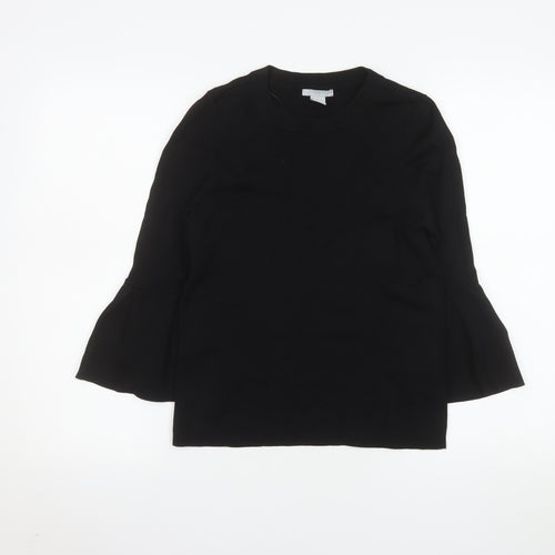 H&M Women’s Black Long Sleeve Bell Cuff Blouse Size 8