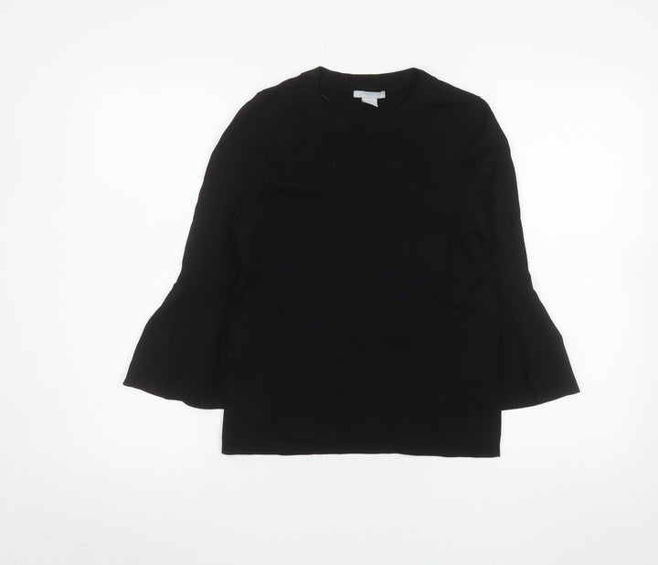 H&M Women’s Black Long Sleeve Bell Cuff Blouse Size 8