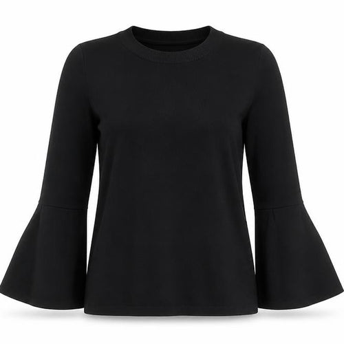 H&M Women’s Black Long Sleeve Bell Cuff Blouse Size 8