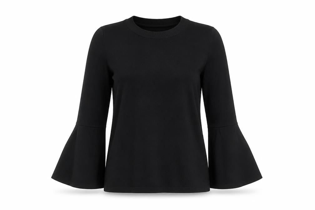 H&M Women’s Black Long Sleeve Bell Cuff Blouse Size 8