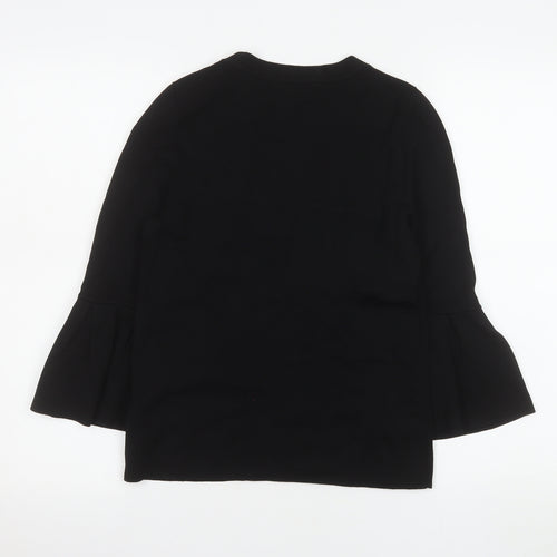 H&M Women’s Black Long Sleeve Bell Cuff Blouse Size 8