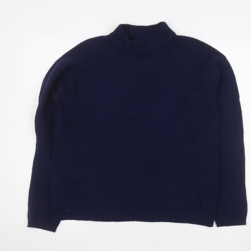 Crew Clothing Company Womens Blue Size 12 Merino Wool Mock Neck Jumper