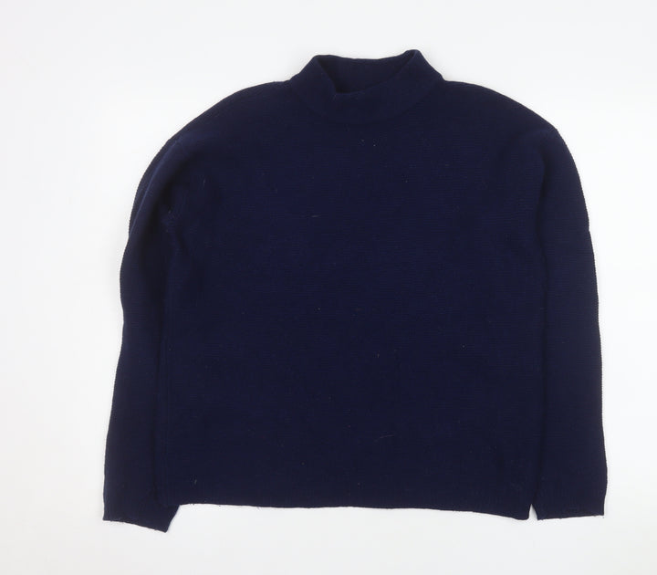 Crew Clothing Company Womens Blue Size 12 Merino Wool Mock Neck Jumper
