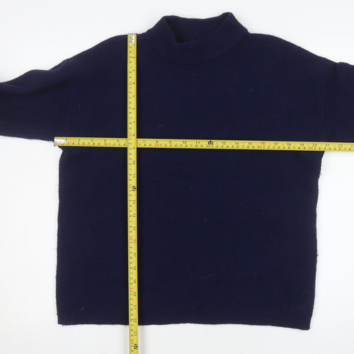 Crew Clothing Company Womens Blue Size 12 Merino Wool Mock Neck Jumper
