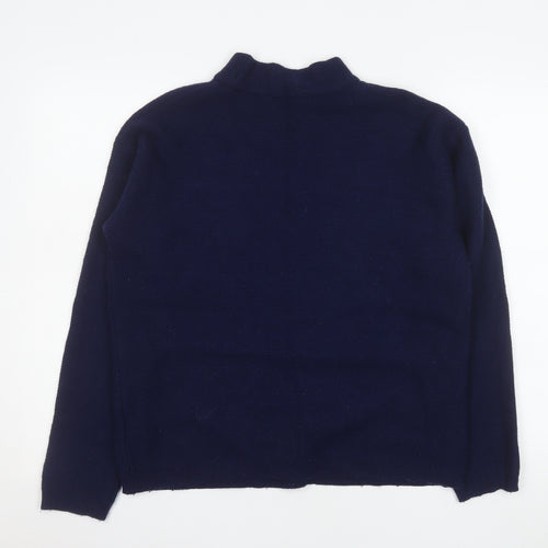 Crew Clothing Company Womens Blue Size 12 Merino Wool Mock Neck Jumper