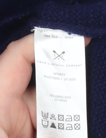 Crew Clothing Company Womens Blue Size 12 Merino Wool Mock Neck Jumper