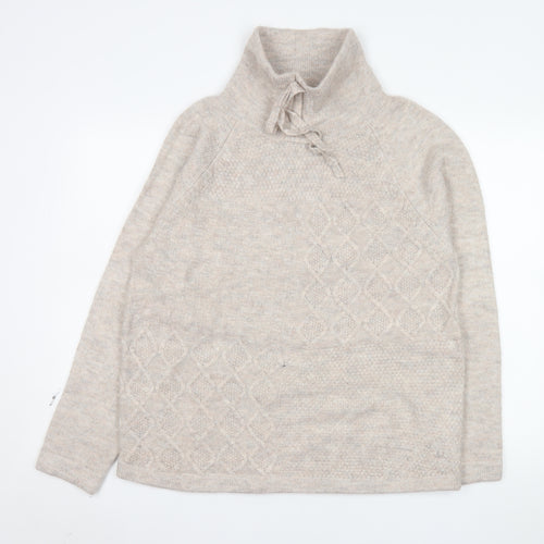 Mantaray Womens Beige Size 16 Cable Knit High Neck Jumper