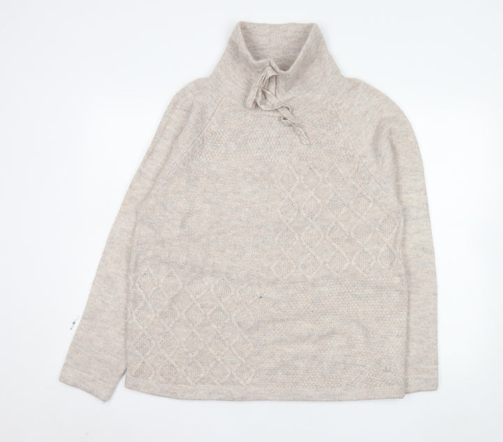 Mantaray Womens Beige Size 16 Cable Knit High Neck Jumper