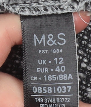 Marks and Spencer Women’s Grey Mid-Length Coat Size 12 Classic Overcoat