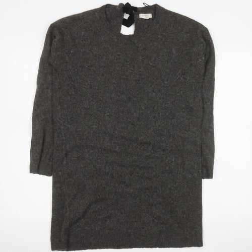 Fat Face Womens Grey Wool Jumper Dress Size 10 Long Sleeve Knitwear