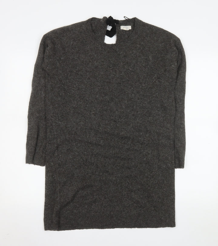 Fat Face Womens Grey Wool Jumper Dress Size 10 Long Sleeve Knitwear