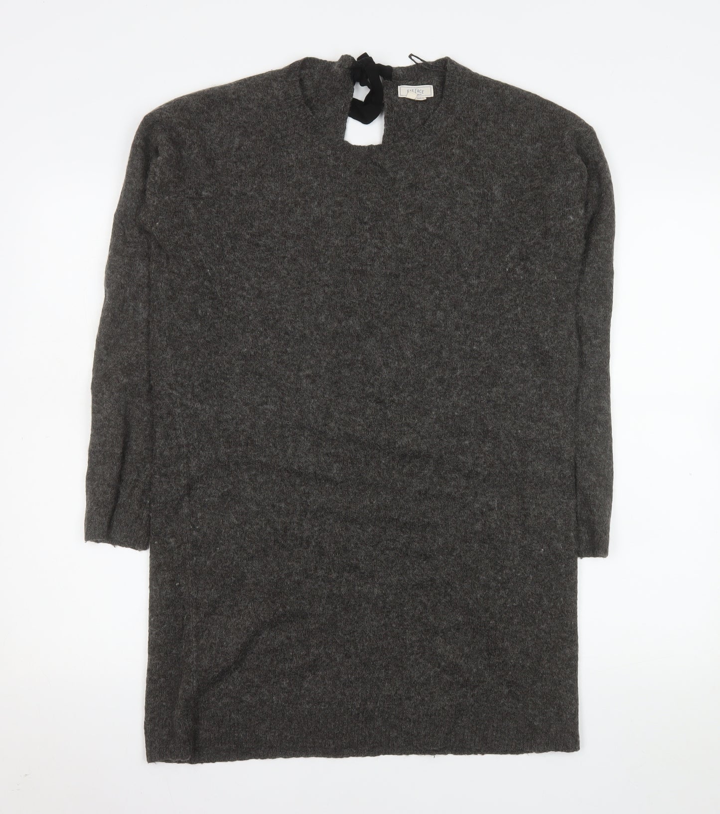 Fat Face Womens Grey Wool Jumper Dress Size 10 Long Sleeve Knitwear