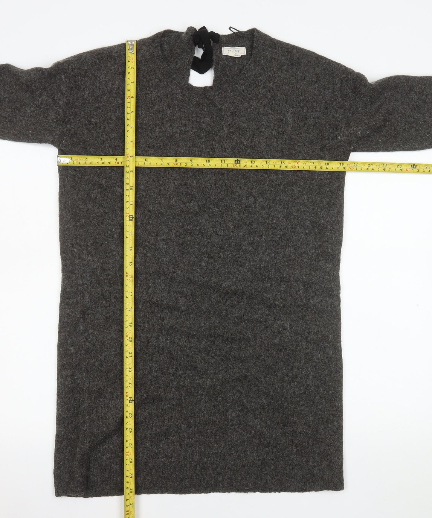 Fat Face Womens Grey Wool Jumper Dress Size 10 Long Sleeve Knitwear