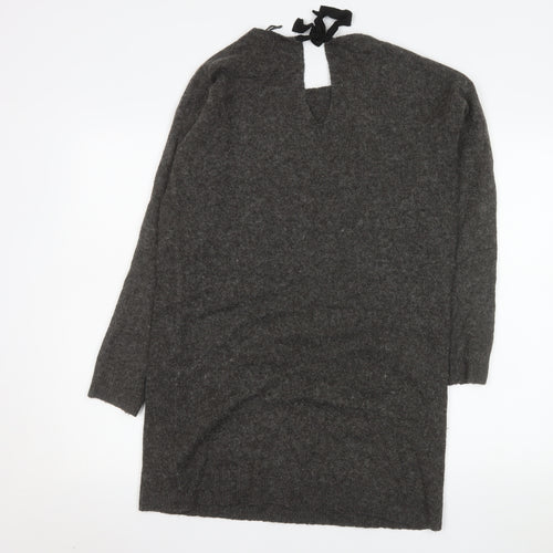 Fat Face Womens Grey Wool Jumper Dress Size 10 Long Sleeve Knitwear