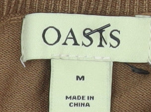 Oasis Women’s Brown High Neck Ruffle Knit Jumper Size M