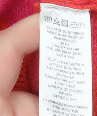 French Connection Women Orange Pink Patterned Pullover Sweatshirt S