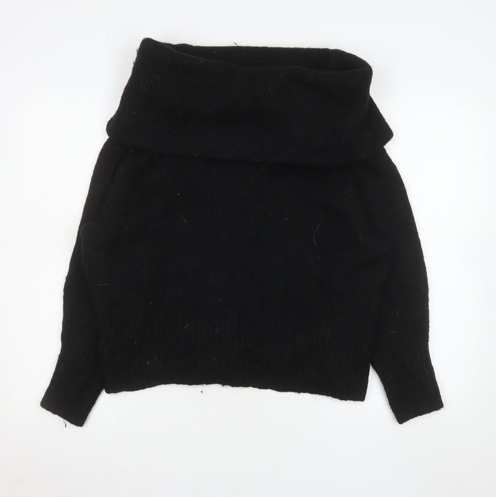 H&M Women’s Black Cowl Neck Long Sleeve Pullover Jumper Size 12