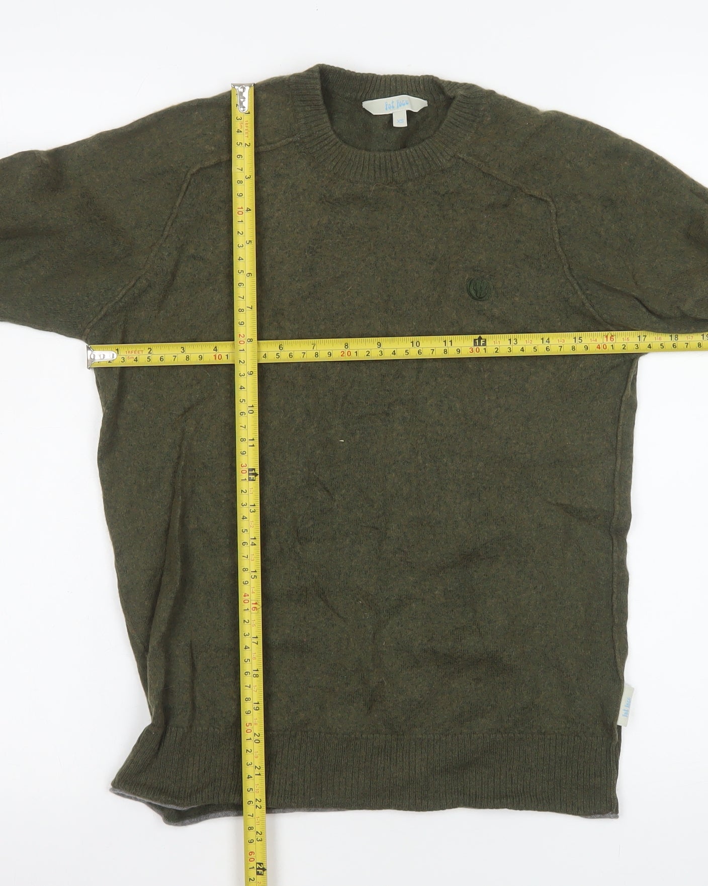 Fat Face Men's Green XS Cotton Wool Crew Neck Jumper